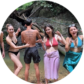 Tourists enjoying a jungle adventure in Sumatra